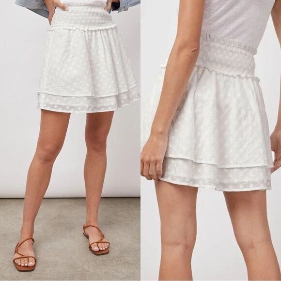 NWT RAILS Addison White Lace Detail Embroidered Daisies Mini skirt - Picture 1 of 11